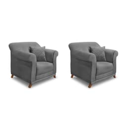 Conjunto com 2 Poltronas Abruzzo Veludo Cinza