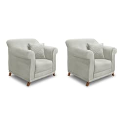 Conjunto com 2 Poltronas Abruzzo Veludo Prata