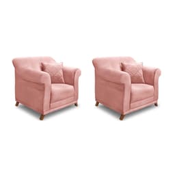 Conjunto com 2 Poltronas Abruzzo Veludo Rosa