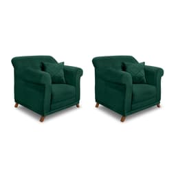 Conjunto com 2 Poltronas Abruzzo Veludo Verde Floresta