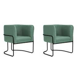 Conjunto com 2 Poltronas Betina Linho Mescla Verde Salvia e Preta