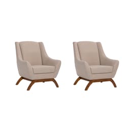 Conjunto com 2 Poltronas Juliet Linho Aveia e Madeira