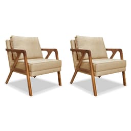 Conjunto com 2 Poltronas Laura Linho Dourada