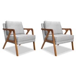 Conjunto com 2 Poltronas Laura Linho Rústico Grigio