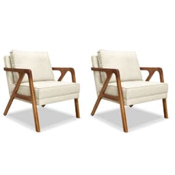 Conjunto com 2 Poltronas Laura Linho Rústico Natural