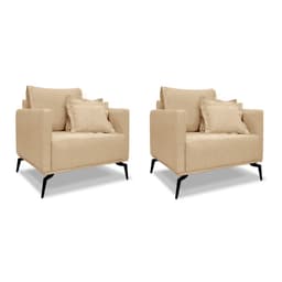 Conjunto com 2 Poltronas Lazio Linho Dourado