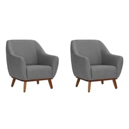 Conjunto com 2 Poltronas Paloma Linho Mescla Cinza e Castanho