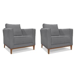 Conjunto com 2 Poltronas Potenza Linho Cinza