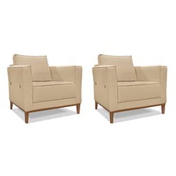 Conjunto com 2 Poltronas Potenza Linho Dourado