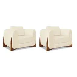 Conjunto com 2 Poltronas Yves Linho Pérola