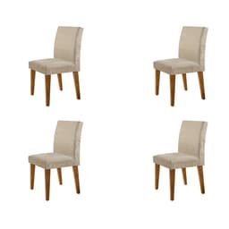 Conjunto com 4 Cadeiras Atenas Suede Amassado Chocolate e Capuccino