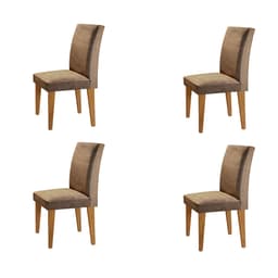 Conjunto com 4 Cadeiras Atenas Suede Animalle Chocolate e Capuccino