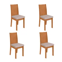 Conjunto com 4 Cadeiras Athenas Bouclé Bege e Amêndoa