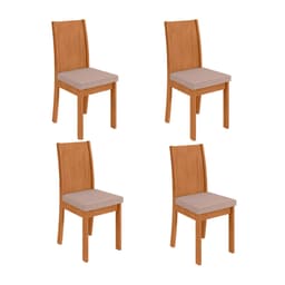 Conjunto com 4 Cadeiras Athenas Veludo Creme e Amêndoa