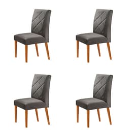 Conjunto com 4 Cadeiras Aurora Veludo Grafite e Capuccino