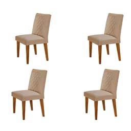 Conjunto com 4 Cadeiras Bari Veludo Bege e Capuccino