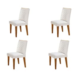 Conjunto com 4 Cadeiras Bari Veludo Pérola e Capuccino