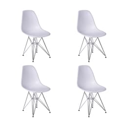Conjunto com 4 Cadeiras DKR Eames Branco e Cromado