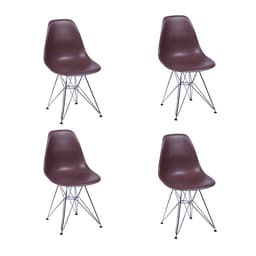 Conjunto com 4 Cadeiras DKR Eames Café e Cromado