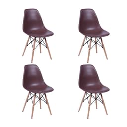 Conjunto com 4 Cadeiras DKR Eames Café e Madeira