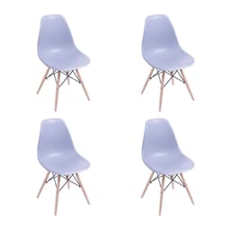 Conjunto com 4 Cadeiras DKR Eames Cinza e Madeira