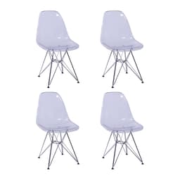 Conjunto com 4 Cadeiras DKR Eames Incolor e Cromado