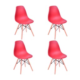 Conjunto com 4 Cadeiras DKR Eames Telha e Madeira