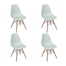 Conjunto com 4 Cadeiras DKR Eames Verde Claro e Madeira