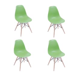 Conjunto com 4 Cadeiras DKR Eames Verde e Madeira