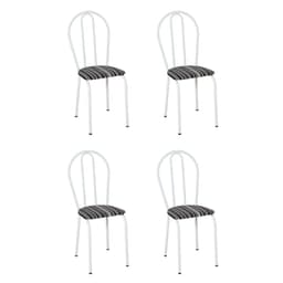 Conjunto com 4 Cadeiras Madryn Preto Listrado e Branco