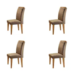 Conjunto com 4 Cadeiras Olivia Suede Animalle Chocolate e Capuccino