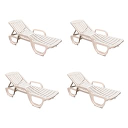 Conjunto com 4 Espreguiçadeiras Basic com Rodas Branco