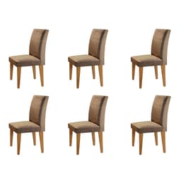 Conjunto com 6 Cadeiras Atenas Veludo Chocolate e Capuccino
