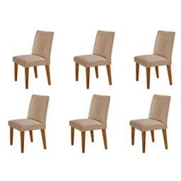 Conjunto com 6 Cadeiras Bari Veludo Bege e Capuccino