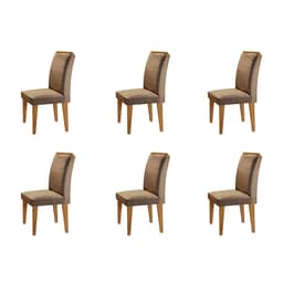 Conjunto com 6 Cadeiras Olivia Suede Animalle Chocolate e Capuccino
