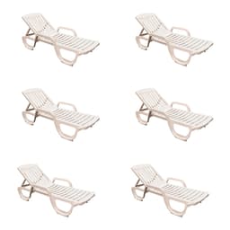 Conjunto com 6 Espreguiçadeiras Basic com Rodas Branco