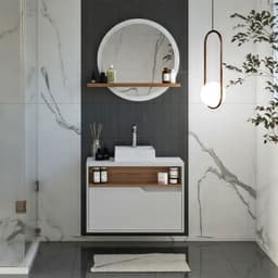 Conjunto de Armário de Banheiro com Espelho e Gabinete 1 PT Jasper Branco e Itapuã