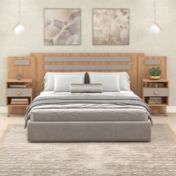 Conjunto de Cabeceira Casal com 2 Mesas de Apoio Duna 2 GV Mel e Fendi