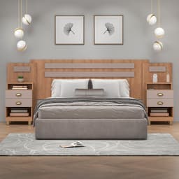 Conjunto de Cabeceira Casal com 2 Mesas de Apoio Duna 4 GV Mel e Fendi