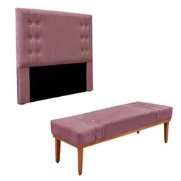 Conjunto de Cabeceira Casal com Recamier Gênova Veludo Uva