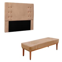 Conjunto de Cabeceira King com Recamier Gênova Suede Bege