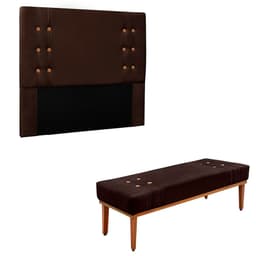 Conjunto de Cabeceira King com Recamier Gênova Suede Café