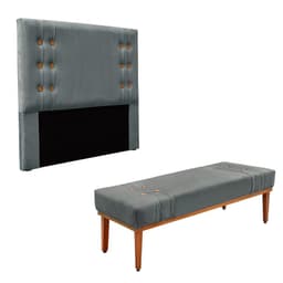 Conjunto de Cabeceira King com Recamier Gênova Veludo Cinza