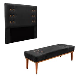 Conjunto de Cabeceira King com Recamier Gênova Veludo Preto