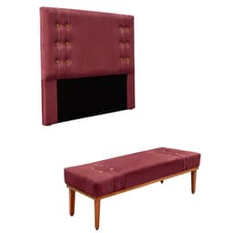 Conjunto de Cabeceira King com Recamier Gênova Veludo Vinho