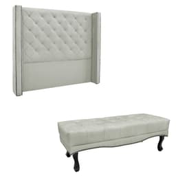 Conjunto de Cabeceira King com Recamier Vicenza Veludo Prata