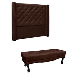 Conjunto de Cabeceira Queen com Recamier Vicenza Suede Café