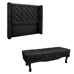 Conjunto de Cabeceira Queen com Recamier Vicenza Veludo Preto