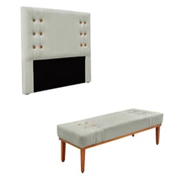 Conjunto de Cabeceira Solteiro com Recamier Gênova Veludo Prata