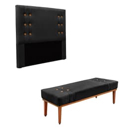 Conjunto de Cabeceira Solteiro com Recamier Gênova Veludo Preto